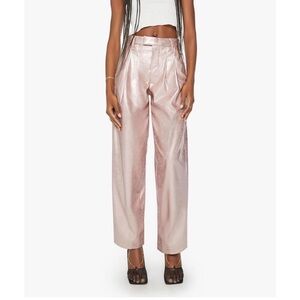 MOTHER The Pleated Metallic Starlet Prep Skimp Pinky Swear Faux Leather Pants